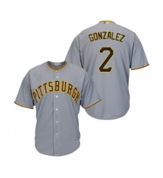 Men's Pittsburgh Pirates #2 Erik Gonzalez Replica Grey Road Cool Base Baseball Jersey