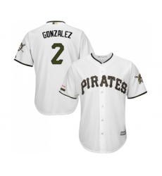 Men's Pittsburgh Pirates #2 Erik Gonzalez Replica White Alternate Cool Base Baseball Jersey
