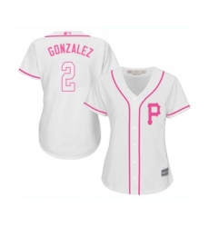 Women's Pittsburgh Pirates #2 Erik Gonzalez Replica White Fashion Cool Base Baseball Jersey