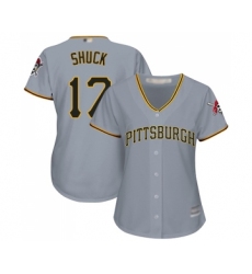 Women's Pittsburgh Pirates #17 JB Shuck Replica Grey Road Cool Base Baseball Jersey