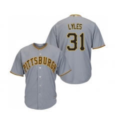 Men's Pittsburgh Pirates #31 Jordan Lyles Replica Grey Road Cool Base Baseball Jersey