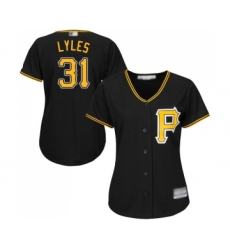 Women's Pittsburgh Pirates #31 Jordan Lyles Replica Black Alternate Cool Base Baseball Jersey