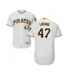 Men's Pittsburgh Pirates #47 Francisco Liriano White Home Flex Base Authentic Collection Baseball Jersey