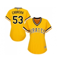 Women's Pittsburgh Pirates #53 Melky Cabrera Replica Gold Alternate Cool Base Baseball Jersey
