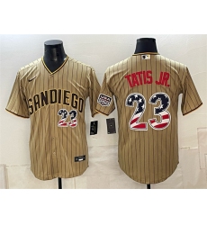 Men's San Diego Padres #23 Fernando Tatis Jr. Tan USA 250 Fourth of July Home Stitched Baseball Jersey