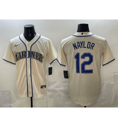 Men's Seattle Mariners #12 Josh Naylor Cream Alternate Stitched Baseball Jersey