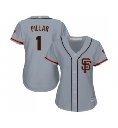 Women's San Francisco Giants #1 Kevin Pillar Replica Grey Road 2 Cool Base Baseball Jersey