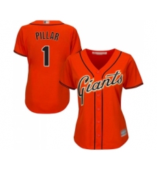 Women's San Francisco Giants #1 Kevin Pillar Replica Orange Alternate Cool Base Baseball Jersey