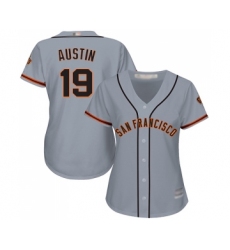 Women's San Francisco Giants #19 Tyler Austin Replica Grey Road Cool Base Baseball Jersey