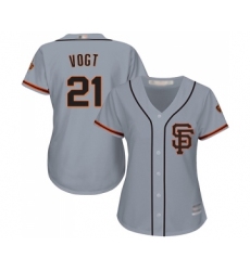 Women's San Francisco Giants #21 Stephen Vogt Replica Grey Road 2 Cool Base Baseball Jersey