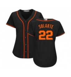 Women's San Francisco Giants #22 Yangervis Solarte Replica Black Alternate Cool Base Baseball Jersey