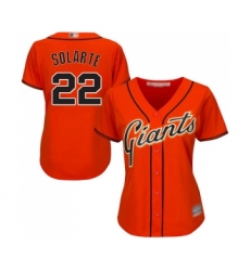 Women's San Francisco Giants #22 Yangervis Solarte Replica Orange Alternate Cool Base Baseball Jersey