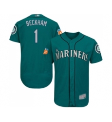 Men's Seattle Mariners #1 Tim Beckham Teal Green Alternate Flex Base Authentic Collection Baseball Jersey