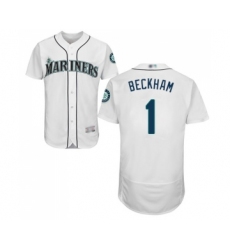Men's Seattle Mariners #1 Tim Beckham White Home Flex Base Authentic Collection Baseball Jersey