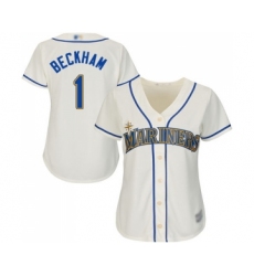 Women's Seattle Mariners #1 Tim Beckham Replica Cream Alternate Cool Base Baseball Jersey