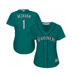 Women's Seattle Mariners #1 Tim Beckham Replica Teal Green Alternate Cool Base Baseball Jersey