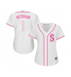 Women's Seattle Mariners #1 Tim Beckham Replica White Fashion Cool Base Baseball Jersey