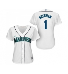 Women's Seattle Mariners #1 Tim Beckham Replica White Home Cool Base Baseball Jersey