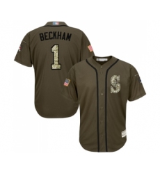 Youth Seattle Mariners #1 Tim Beckham Authentic Green Salute to Service Baseball Jersey