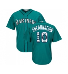 Men's Seattle Mariners #10 Edwin Encarnacion Authentic Teal Green Team Logo Fashion Cool Base Baseball Jersey