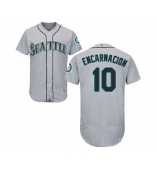 Men's Seattle Mariners #10 Edwin Encarnacion Grey Road Flex Base Authentic Collection Baseball Jersey
