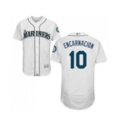 Men's Seattle Mariners #10 Edwin Encarnacion White Home Flex Base Authentic Collection Baseball Jersey