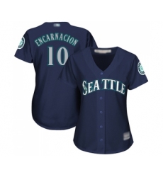 Women's Seattle Mariners #10 Edwin Encarnacion Replica Navy Blue Alternate 2 Cool Base Baseball Jersey