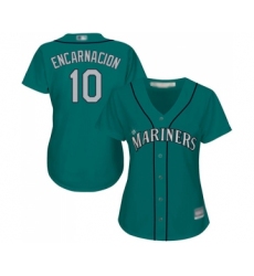 Women's Seattle Mariners #10 Edwin Encarnacion Replica Teal Green Alternate Cool Base Baseball Jersey
