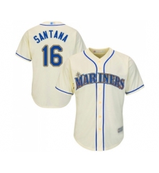 Men's Seattle Mariners #16 Domingo Santana Replica Cream Alternate Cool Base Baseball Jersey
