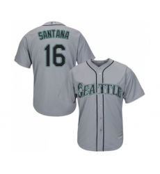 Men's Seattle Mariners #16 Domingo Santana Replica Grey Road Cool Base Baseball Jersey