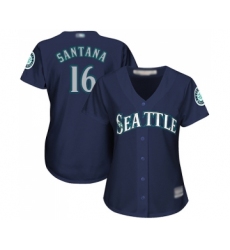 Women's Seattle Mariners #16 Domingo Santana Replica Navy Blue Alternate 2 Cool Base Baseball Jersey