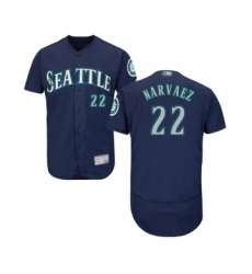 Men's Seattle Mariners #22 Omar Narvaez Navy Blue Alternate Flex Base Authentic Collection Baseball Jersey