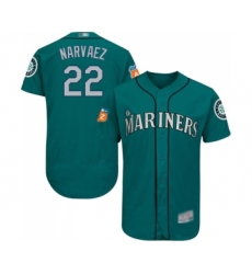 Men's Seattle Mariners #22 Omar Narvaez Teal Green Alternate Flex Base Authentic Collection Baseball Jersey