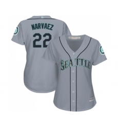 Women's Seattle Mariners #22 Omar Narvaez Replica Grey Road Cool Base Baseball Jersey