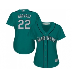 Women's Seattle Mariners #22 Omar Narvaez Replica Teal Green Alternate Cool Base Baseball Jersey