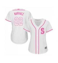 Women's Seattle Mariners #22 Omar Narvaez Replica White Fashion Cool Base Baseball Jersey
