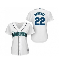 Women's Seattle Mariners #22 Omar Narvaez Replica White Home Cool Base Baseball Jersey