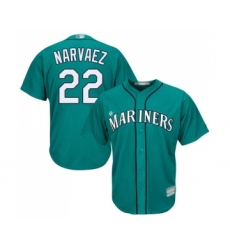 Youth Seattle Mariners #22 Omar Narvaez Replica Teal Green Alternate Cool Base Baseball Jersey