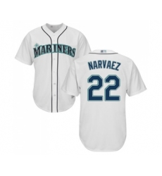 Youth Seattle Mariners #22 Omar Narvaez Replica White Home Cool Base Baseball Jersey