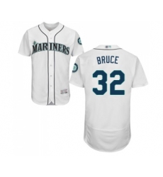 Men's Seattle Mariners #32 Jay Bruce White Home Flex Base Authentic Collection Baseball Jersey