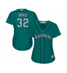 Women's Seattle Mariners #32 Jay Bruce Replica Teal Green Alternate Cool Base Baseball Jersey