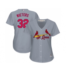 Women's St. Louis Cardinals #32 Matt Wieters Replica Grey Road Cool Base Baseball Jersey