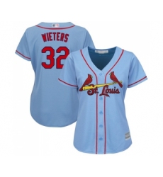 Women's St. Louis Cardinals #32 Matt Wieters Replica Light Blue Alternate Cool Base Baseball Jersey