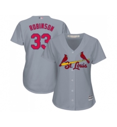 Women's St. Louis Cardinals #33 Drew Robinson Replica Grey Road Cool Base Baseball Jersey