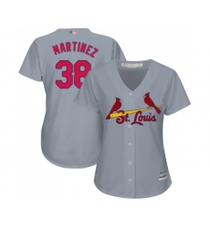 Women's St. Louis Cardinals #38 Jose Martinez Replica Grey Road Cool Base Baseball Jersey