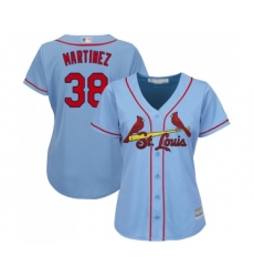 Women's St. Louis Cardinals #38 Jose Martinez Replica Light Blue Alternate Cool Base Baseball Jersey