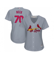 Women's St. Louis Cardinals #70 Chris Beck Replica Grey Road Cool Base Baseball Jersey
