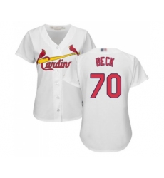Women's St. Louis Cardinals #70 Chris Beck Replica White Home Cool Base Baseball Jersey