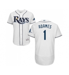 Men's Tampa Bay Rays #1 Willy Adames Home White Home Flex Base Authentic Collection Baseball Jersey