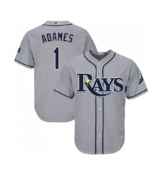 Men's Tampa Bay Rays #1 Willy Adames Replica Grey Road Cool Base Baseball Jersey